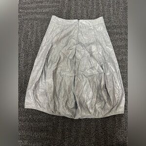 Eileen Fisher Women's Grey Shiny Metallic Side Zip Linen Blend Long Skirt Sz M